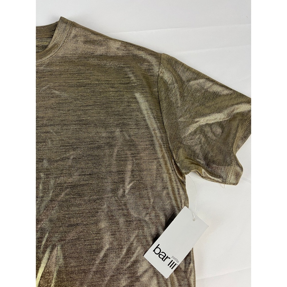 Bar III‎ Women's Shimmer Gold T-Shirt Extra Small PXS Top Metallic